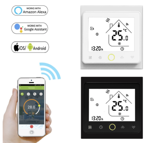 Терморегулятор для теплого пола с  Wi-Fi ВHT-002GВ White