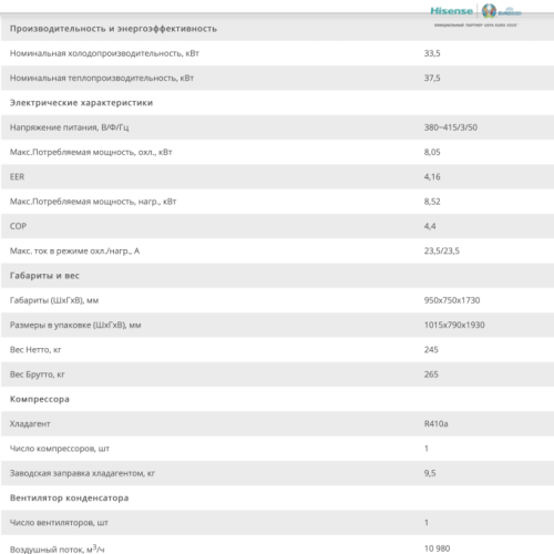 КОМПРЕССОРНО-КОНДЕНСАТОРНЫЙ БЛОК Hisense AVWT-114HKSS R410a