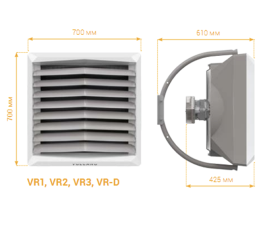 Тепловентилятор водяний VTS VOLCANO VR3 АС-двигун